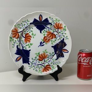 19th Century Antique Gaudy Welsh Butterfly Plate Eagle Marked for US Export